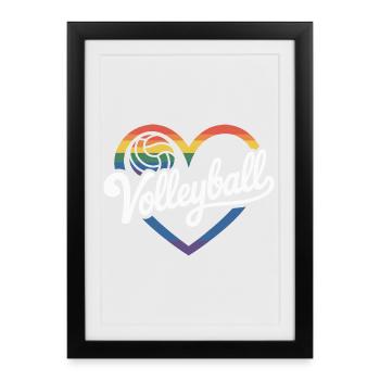 Volleyball Heart Volleyball Players - Framed poster (27 × 37 cm) - black - Front