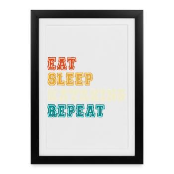 Manger dormir Kayak Répéter - Affiche encadrée (27 × 37 cm) - noir - Devant