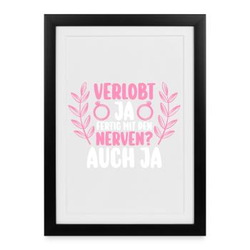 Enterrement de vie de garçon Équipe Mariée Enterrement de vie de jeune fille - Affiche encadrée (27 × 37 cm) - noir - Devant
