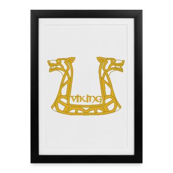 Dragon viking doré - Affiche encadrée (27 × 37 cm) - noir - Devant
