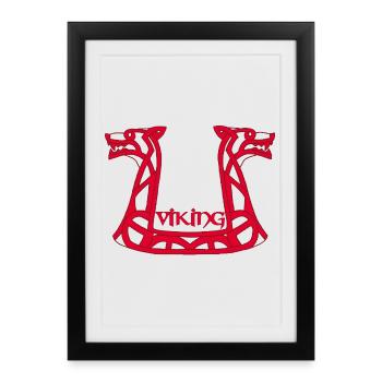 Red Viking Dragon - Framed poster (27 × 37 cm) - black - Front