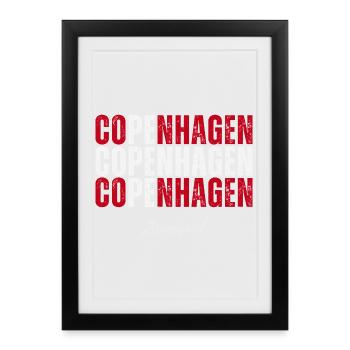 Copenhague Danemark, souvenir de Copenhague - Affiche encadrée (27 × 37 cm) - noir - Devant