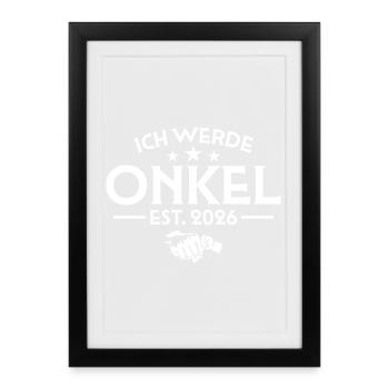 Je vais être un oncle 2026 - Annonce de grossesse - Affiche encadrée (27 × 37 cm) - noir - Devant