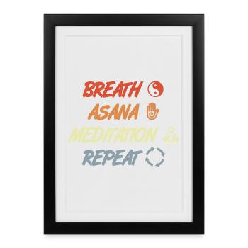 Breath Asana Meditation Repeat - Framed poster (27 × 37 cm) - black - Front