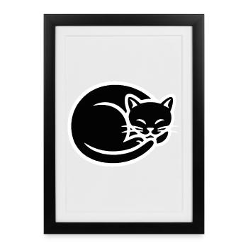 Minimalist Cat Silhouette - Framed poster (27 × 37 cm) - black - Front