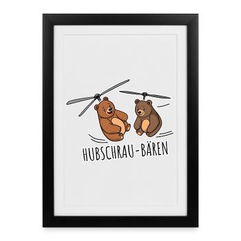lustige fliegende Hubschrau-Bären! Bären der Lüfte - Gerahmtes Poster (27 × 37 cm) - Schwarz - Vorne