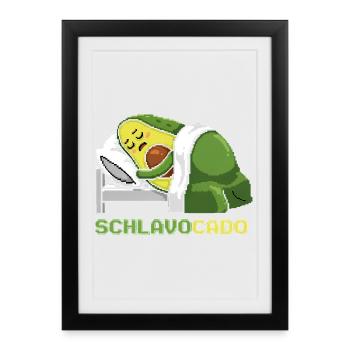 Schlavocado Avocado Schlafshirt Sleep Comfy Gesche - Framed poster (27 × 37 cm) - black - Front