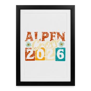 Traversée des Alpes 2026 - Croix des Alpes - Randonnée - Affiche encadrée (27 × 37 cm) - noir - Devant