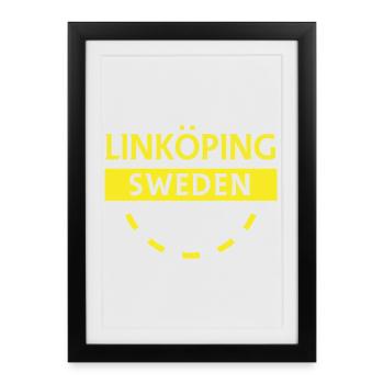 Linköping Suède Texte néon - Affiche encadrée (27 × 37 cm) - noir - Devant