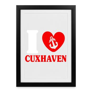 Vacances à la mer du Nord J’AIME CUXHAVEN Lustig - Affiche encadrée (27 × 37 cm) - noir - Devant
