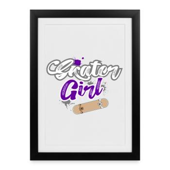 patineuse fille - Affiche encadrée (27 × 37 cm) - noir - Devant