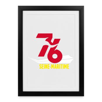 Emblème 76 Seine-Maritime Stylisé - Affiche encadrée (27 × 37 cm) - noir - Devant