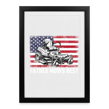 Father Mows Best - Framed poster (27 × 37 cm) - black - Front