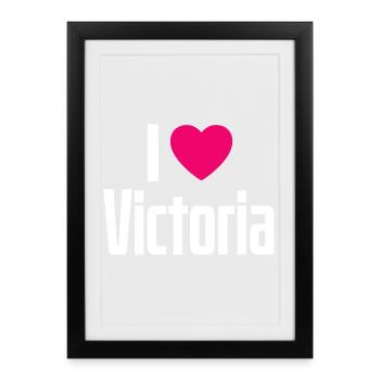 I Love Victoria Pink Heart I Love Victoria - Framed poster (27 × 37 cm) - black - Front