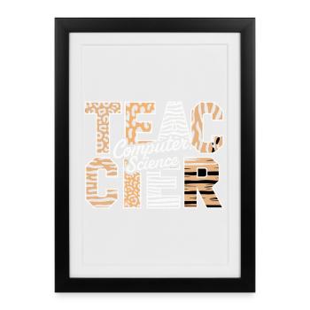 Computer Science Teacher Animal Pattern Style - Framed poster (27 × 37 cm) - black - Front