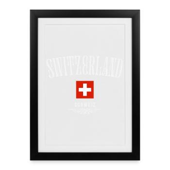 Drapeau de la Suisse, fierté suisse - Affiche encadrée (27 × 37 cm) - noir - Devant