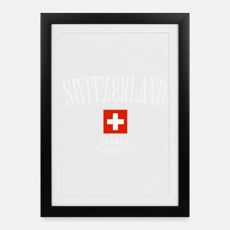 Flagge der Schweiz, Schweizer Stolz - Gerahmtes Poster (27 × 37 cm) - Schwarz
