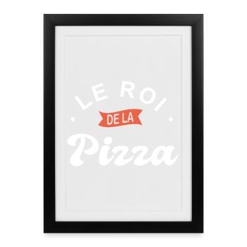 roi de la Pizza Cadeau personnalis pizzaiolo - Affiche encadrée (27 × 37 cm) - noir - Devant