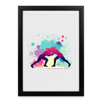 Women's Wrestling, Women's Wrestling, Girls' Wrestling - Framed poster (27 × 37 cm) - black - Front