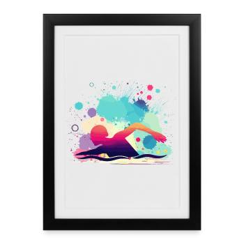 Swimmer, Swimming Woman, Swimming Instructor - Framed poster (27 × 37 cm) - black - Front