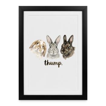 Fun rabbit knocking for rabbit lovers - Framed poster (27 × 37 cm) - black - Front