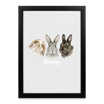 Fun rabbit knocking for rabbit lovers - Framed poster (27 × 37 cm) - black - Front