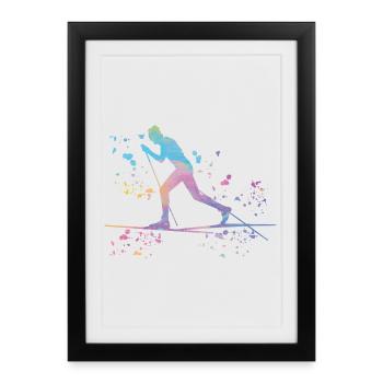 Ski de fond Ski de fond - Affiche encadrée (27 × 37 cm) - noir - Devant