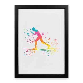 Ski de fond Ski de fond - Affiche encadrée (27 × 37 cm) - noir - Devant