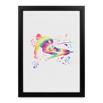 Ski alpin Sports d’hiver Ski nordique - Affiche encadrée (27 × 37 cm) - noir - Devant