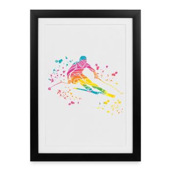 Ski alpin Sports d’hiver Ski nordique - Affiche encadrée (27 × 37 cm) - noir - Devant
