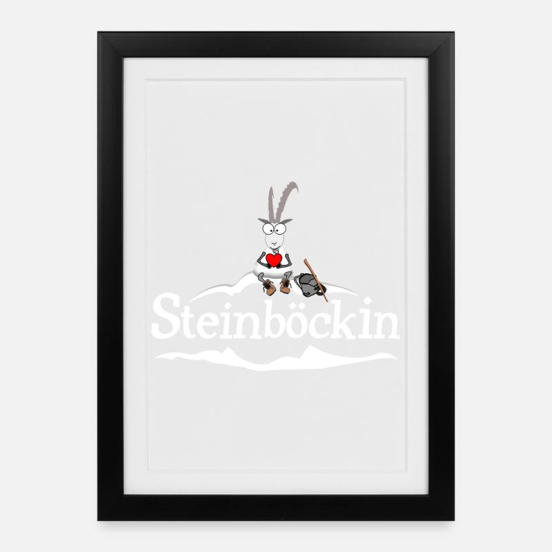 Steinböckin Wortspiel - Gerahmtes Poster (27 × 37 cm) - Schwarz