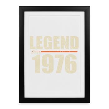 Anniversaire 1976 | Légende depuis 1976 - Affiche encadrée (27 × 37 cm) - noir - Devant