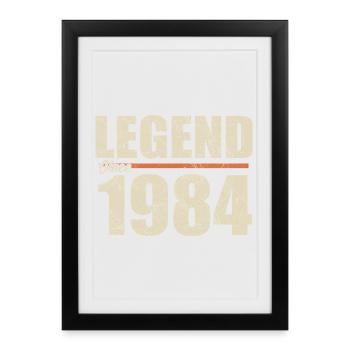 Anniversaire 1984 | Légende depuis 1984 - Affiche encadrée (27 × 37 cm) - noir - Devant