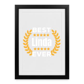 Meilleur cadeau de nom légende de Linda de tous les temps - Affiche encadrée (27 × 37 cm) - noir - Devant