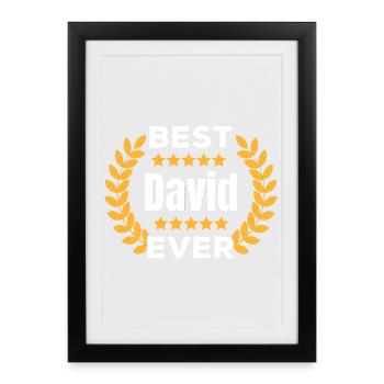 Meilleur cadeau de nom de légende de David de tous les temps - Affiche encadrée (27 × 37 cm) - noir - Devant