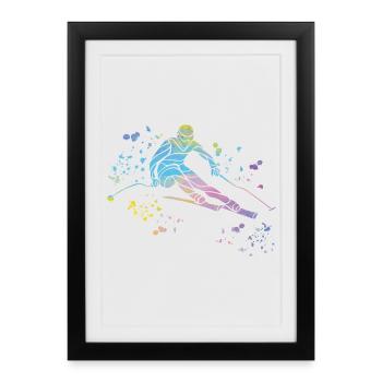 Ski alpin Sports d’hiver Ski nordique - Affiche encadrée (27 × 37 cm) - noir - Devant