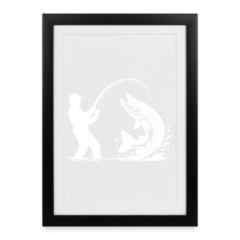 Cadeau pêcheur pêcheur de brochet Prédateur - Affiche encadrée (27 × 37 cm) - noir - Devant