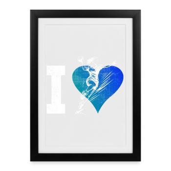 Ich liebe Handball cooles Motiv für Handball fuer - Gerahmtes Poster (27 × 37 cm) - Schwarz - Vorne