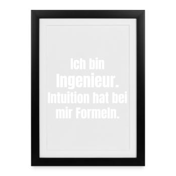 Ingenieur Spruch : Des formules au lieu de l’intuition - Affiche encadrée (27 × 37 cm) - noir - Devant