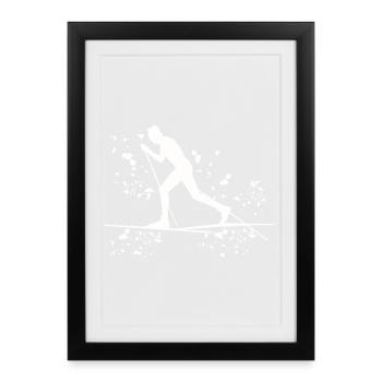 Ski de fond Ski de fond - Affiche encadrée (27 × 37 cm) - noir - Devant