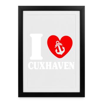 Vacances à la mer du Nord J’AIME CUXHAVEN Lustig - Affiche encadrée (27 × 37 cm) - noir - Devant