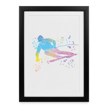 Ski alpin Sports d’hiver Ski nordique - Affiche encadrée (27 × 37 cm) - noir - Devant