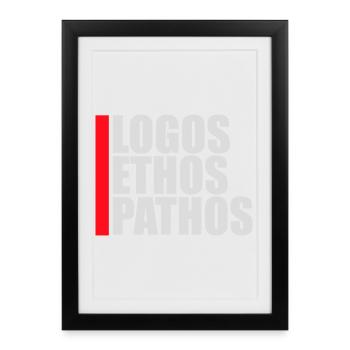 Logos Ethos Pathos Rhétorique Étudiant en Philosophie - Affiche encadrée (27 × 37 cm) - noir - Devant