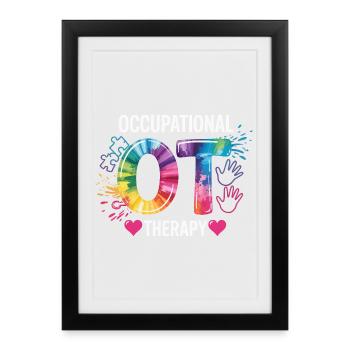 Ergothérapie avec le logo coloré de l’ergothérapie - Affiche encadrée (27 × 37 cm) - noir - Devant