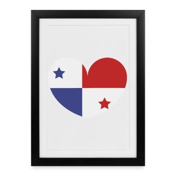 Drapeau du cœur du Panama - Affiche encadrée (27 × 37 cm) - noir - Devant