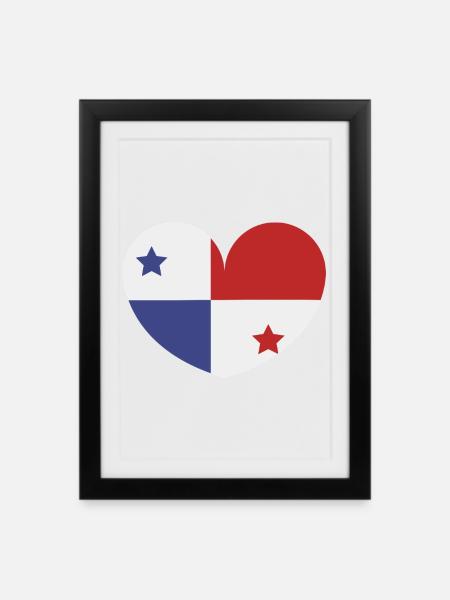 Panama-Herzflagge - Gerahmtes Poster (27 × 37 cm) - Schwarz