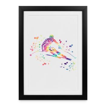 Ski alpin Sports d’hiver Ski nordique - Affiche encadrée (27 × 37 cm) - noir - Devant