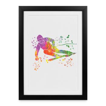 Ski alpin Sports d’hiver Ski nordique - Affiche encadrée (27 × 37 cm) - noir - Devant