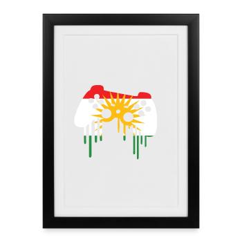 Joueur de drapeau du Kurdistan - Affiche encadrée (27 × 37 cm) - noir - Devant