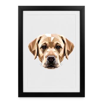 Le chien Labrador Retriever adore les jeunes labradors mignons - Affiche encadrée (27 × 37 cm) - noir - Devant